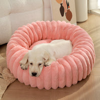 Thumbnail for Pink Plush Pet Bed - 40cm Round Dog & Cat Mat, Cozy PP Cotton Filled, Comfortable Pet Supplies