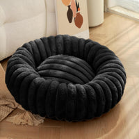 Thumbnail for Black Plush Pet Bed - 40cm Round Dog & Cat Mat, Cozy PP Cotton Filled, Comfortable Pet Supplies