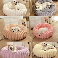 Thumbnail for Black Plush Pet Bed - 40cm Round Dog & Cat Mat, Cozy PP Cotton Filled, Comfortable Pet Supplies