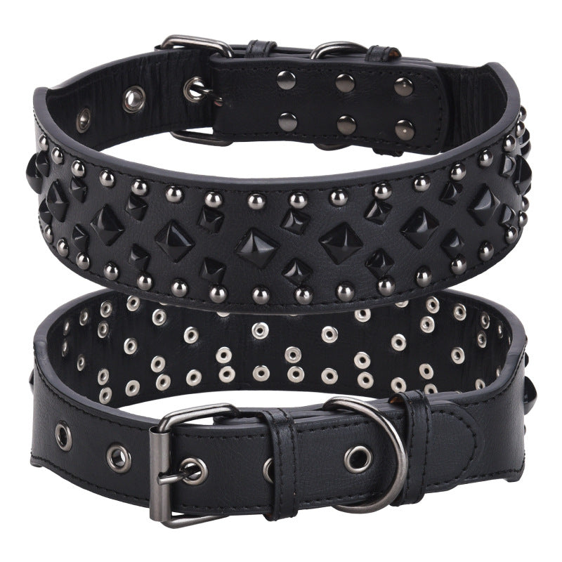 Size S Black 1 pack Stylish PU Leather Dog Collar with Spikes - Adjustable, Durable & Comfortable for Medium to Large Breeds