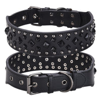 Thumbnail for Size L Black 1 pack Stylish PU Leather Dog Collar with Spikes - Adjustable, Durable & Comfortable for Medium to Large Breeds