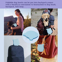 Thumbnail for Grey Portable Collapsible Pet Bowl Set - Food-Grade Silicone Double Bowl for Dogs & Cats, Anti-Slip & Easy to Clean