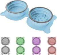 Thumbnail for Blue Portable Collapsible Pet Bowl Set - Food-Grade Silicone Double Bowl for Dogs & Cats, Anti-Slip & Easy to Clean