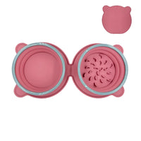 Thumbnail for Red Portable Collapsible Pet Bowl Set - Food-Grade Silicone Double Bowl for Dogs & Cats, Anti-Slip & Easy to Clean