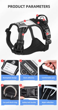 Thumbnail for Size XL Blue Reflective No-Pull Dog Harness - Adjustable & Durable for Large Breeds, Anti-Escape Design