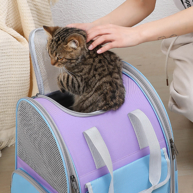 Orange Portable Pet Carrier Backpack - Spacious, Breathable, and Travel-Friendly for Cats and Small Dogs