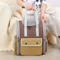 Thumbnail for Khaki Portable Pet Carrier Backpack - Spacious, Breathable, and Travel-Friendly for Cats and Small Dogs