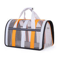 Thumbnail for Size S Orange And Grey Foldable Pet Carrier Bag - Lightweight, Breathable, and Spacious for All Seasons