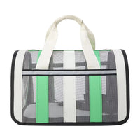 Thumbnail for Size S Green And White Foldable Pet Carrier Bag - Lightweight, Breathable, and Spacious for All Seasons