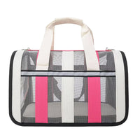 Thumbnail for Size M Pink And White Foldable Pet Carrier Bag - Lightweight, Breathable, and Spacious for All Seasons