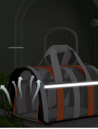 Thumbnail for Size L Black And Blue Foldable Pet Carrier Bag - Lightweight, Breathable, and Spacious for All Seasons