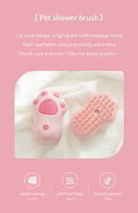 Thumbnail for 2 PCS Pink Cat Paw Electric Pet Brush | One-Click Spray, Massage, & Hair Removal