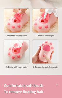 Thumbnail for 2 PCS Pink Cat Paw Electric Pet Brush | One-Click Spray, Massage, & Hair Removal