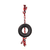 Thumbnail for Red Interactive Tire Rope Dog Toy - Heavy Duty Chew Toy for Dental Health & Play