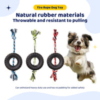Thumbnail for Red Interactive Tire Rope Dog Toy - Heavy Duty Chew Toy for Dental Health & Play