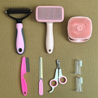 Thumbnail for Pink 8-Piece Pet Grooming Tool Set - Brushes, Nail Clippers & More