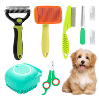 Thumbnail for Green 8-Piece Pet Grooming Tool Set - Brushes, Nail Clippers & More