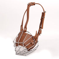 Thumbnail for Brown Metal Basket Dog Muzzle - Anti-Bite & Anti-Barking - M