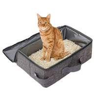 Thumbnail for Light gray Portable Foldable Cat Litter Box - Waterproof Travel Litter Pan for Cats