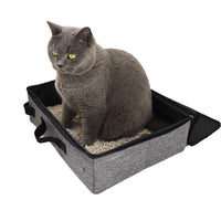Thumbnail for Gray Portable Foldable Cat Litter Box - Waterproof Travel Litter Pan for Cats