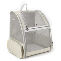 Thumbnail for Beige Foldable Pet Carrier Backpack - Breathable Mesh Travel Bag for Cats & Small Dogs