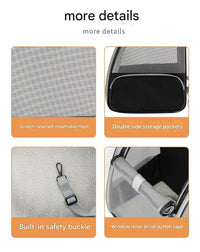 Thumbnail for Gray Foldable Pet Carrier Backpack - Breathable Mesh Travel Bag for Cats & Small Dogs