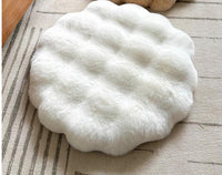 Thumbnail for White Plush Round Cat Mat - Soft Faux Fur Sleeping Pad (40cm Diameter)