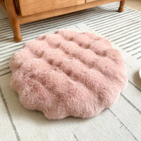 Thumbnail for Pink Plush Round Cat Mat - Soft Faux Fur Sleeping Pad (40cm Diameter)