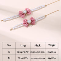 Thumbnail for 2 - PCS Cute Pet Pearl Necklace Collar with Pink Bow and Heart Charm - Size S