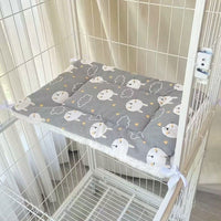 Thumbnail for Tie-On Cat Cage Platform Pad - Rabbit pattern on Gray background (30x50cm)