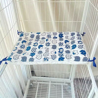 Thumbnail for Tie-On Cat Cage Platform Pad - Blue cat pattern on white background (30x75cm)