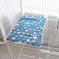 Thumbnail for Cat Cage Platform Mat - white cat pattern on Blue background (40x60cm)