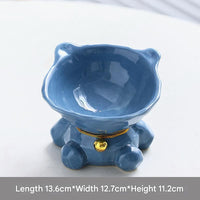 Thumbnail for Blue Cute Ceramic Cat Bowl - Pet Feeder for Feeding and Drinking