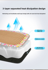 Thumbnail for Size S Style 1 Pink And Brown Pet Cooling Mat for Dogs and Cats - Summer Breathable Woven Rattan Bed with Sponge Cushion, Durable and Chew-Resistant