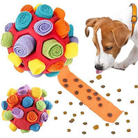Thumbnail for Green Ball And Black,Orange Strips Of Fabric Interactive Pet Snuffle Ball - Treat-Dispensing Toy for Dogs and Cats, 20 cm TPR and Felt Fabric for Mental Stimulation