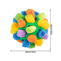 Thumbnail for Green Ball And Black,Orange Strips Of Fabric Interactive Pet Snuffle Ball - Treat-Dispensing Toy for Dogs and Cats, 20 cm TPR and Felt Fabric for Mental Stimulation