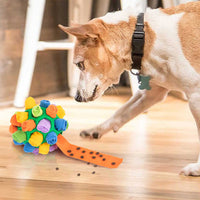 Thumbnail for Green Ball And Black,Orange Strips Of Fabric Interactive Pet Snuffle Ball - Treat-Dispensing Toy for Dogs and Cats, 20 cm TPR and Felt Fabric for Mental Stimulation