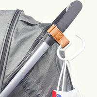Thumbnail for Black Stroller Hooks 4-Pack - Leather and Alloy Pram Hooks with Velcro for Mom Bags and Accessories