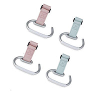 Thumbnail for Blue Stroller Hooks 4-Pack - Leather and Alloy Pram Hooks with Velcro for Mom Bags and Accessories