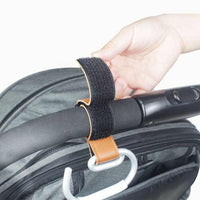 Thumbnail for Grey Stroller Hooks 4-Pack - Leather and Alloy Pram Hooks with Velcro for Mom Bags and Accessories
