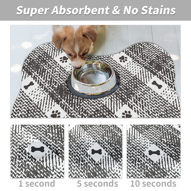 Brown And White Pet Feeding Mat 45x60cm - Anti-Slip, Durable Diatom Mud Mat for Dogs and Cats, Easy to Clean