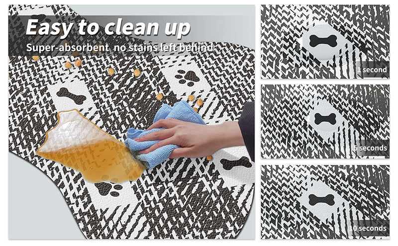 Brown And White Pet Feeding Mat 45x60cm - Anti-Slip, Durable Diatom Mud Mat for Dogs and Cats, Easy to Clean