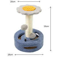 Thumbnail for Blue And Grey Sunflower Cat Scratching Post - 35cm Sisal Cat Tree with Plush Toys for Small Cats
