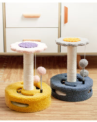 Thumbnail for Blue And Grey Sunflower Cat Scratching Post - 35cm Sisal Cat Tree with Plush Toys for Small Cats