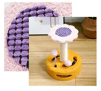 Thumbnail for Blue And Grey Sunflower Cat Scratching Post - 35cm Sisal Cat Tree with Plush Toys for Small Cats