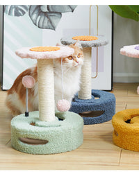 Thumbnail for Blue And Grey Sunflower Cat Scratching Post - 35cm Sisal Cat Tree with Plush Toys for Small Cats