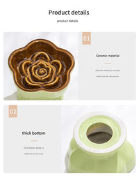 Thumbnail for Yellow and Blue Ceramic Slow Feeder Pet Bowl for Cats and Small Dogs - Anti-Choke Elevated Design with 15-Degree Tilted Rim