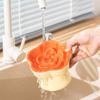 Thumbnail for Yellow and Blue Ceramic Slow Feeder Pet Bowl for Cats and Small Dogs - Anti-Choke Elevated Design with 15-Degree Tilted Rim