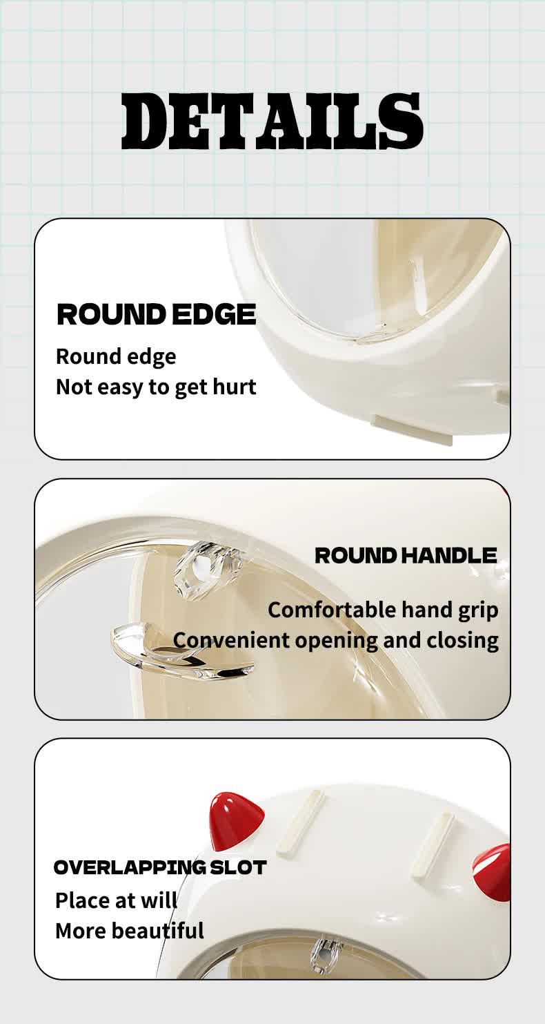 White And Red Horn Acrylic Blind Box Display Case - Transparent Dustproof Storage for Figures and Collectibles(The model is a shooting prop and is not included)