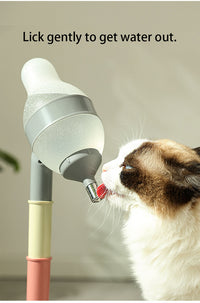 Thumbnail for Pink Base Adjustable Height Pet Water Dispenser with Food Bowl Base - Non-Drip Bottle Feeder Station for Dogs & Cats